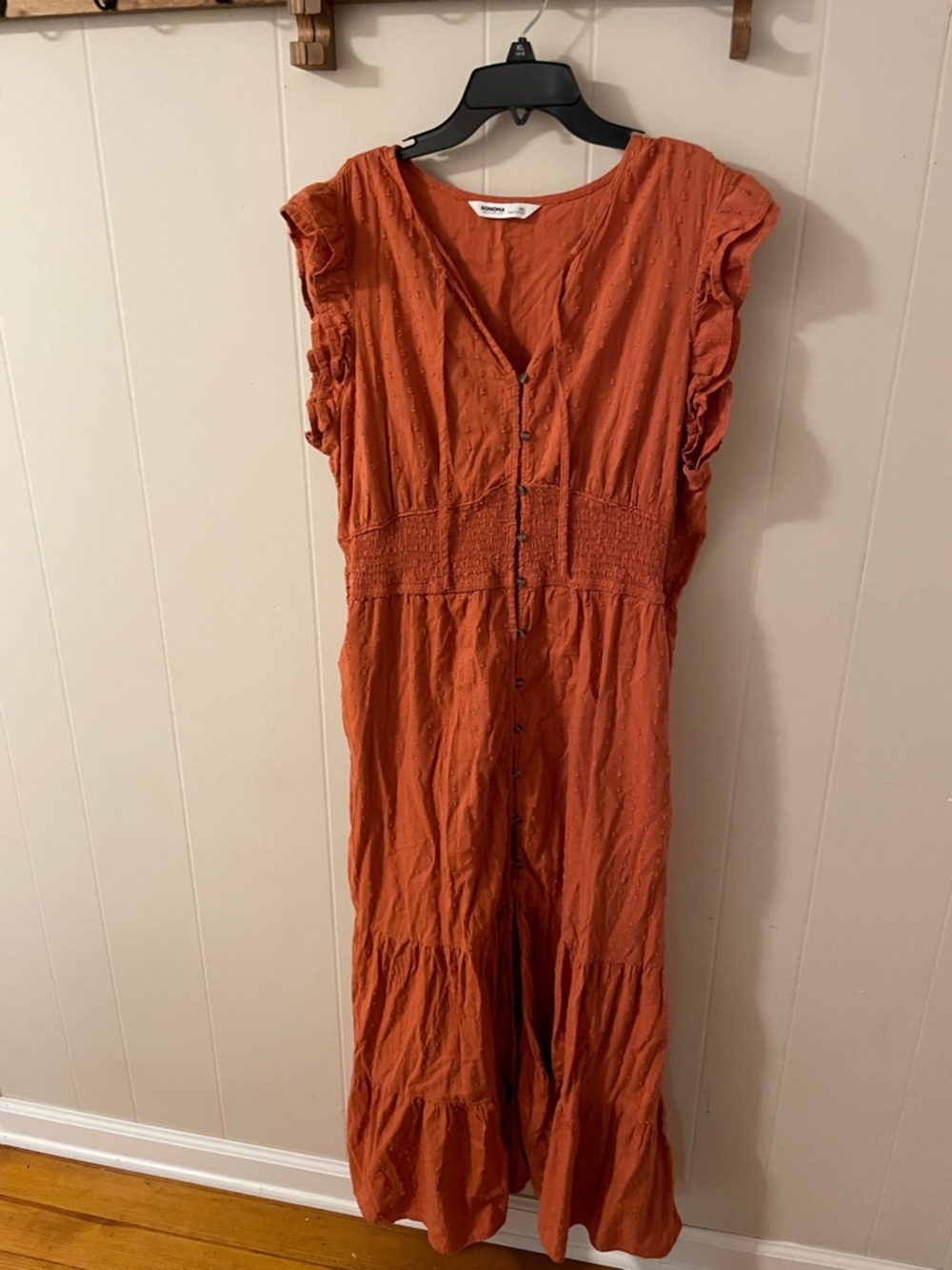 Sonoma Orange Textured Button-Front Dress